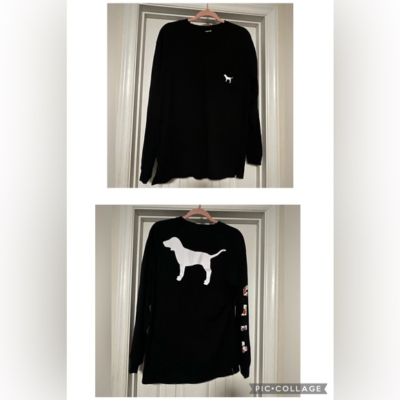 PINK Victoria's Secret Tops - VS PINK Crewneck L/S Shirt - Black - Sz Medium